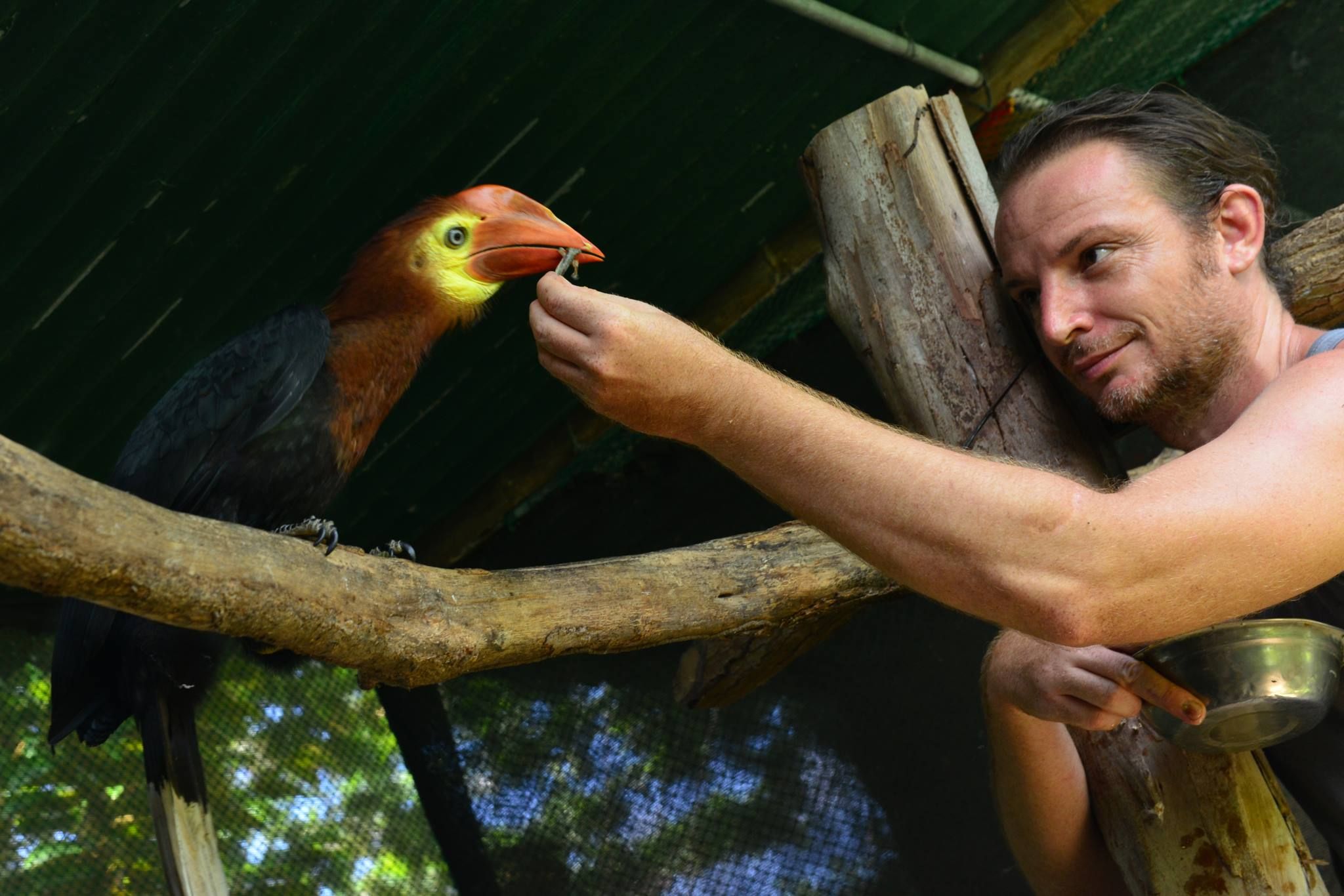 Pavel Hospodářský, český biolog s kriticky ohroženým pelikánem Talarak. foto: Jan Vytopil, velvyslanectví ČR v Manile