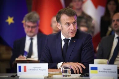 Francouzský prezident Emmanul Macron na jednání v Kyjevě. Foto: Kancelář prezidenta Ukrajiny Volodymyra Zelenského