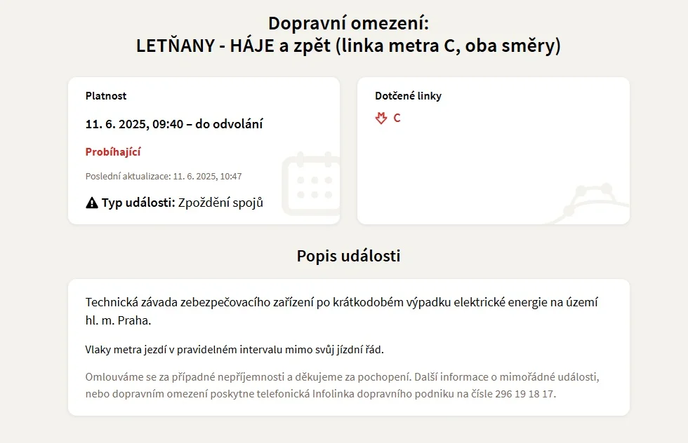 Změny napětí se propsaly i do provozu pražského metra. Foto: DPP