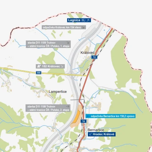 Mapa umístění odpočívky Bernartice. Foto: ŘSD