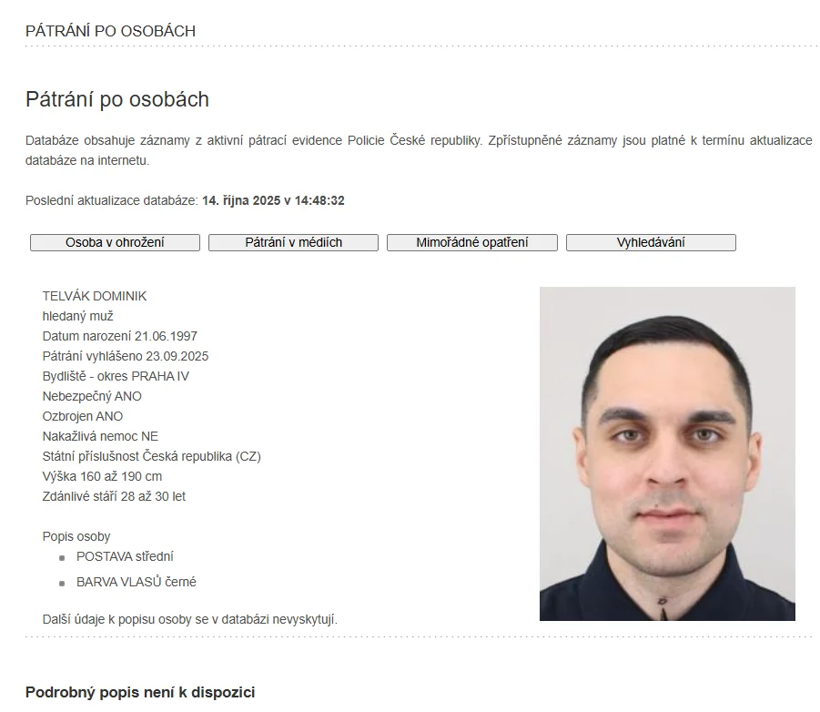 uprchlík pátrání