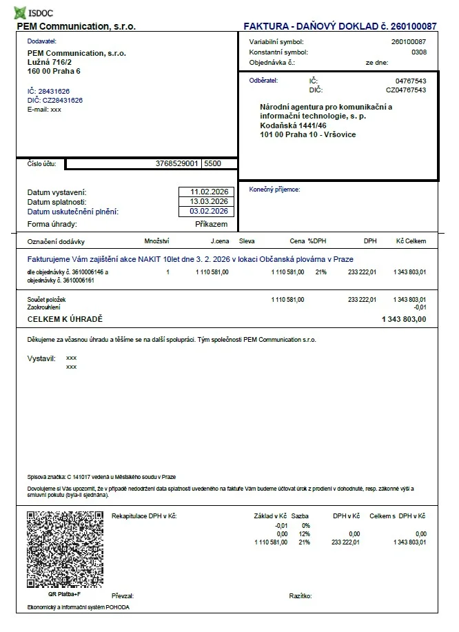 faktura státní podnik megaoslava