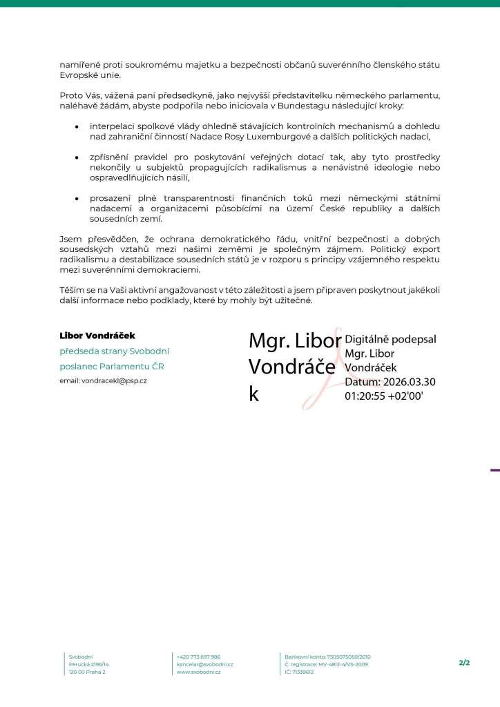 terorismus financování dopis