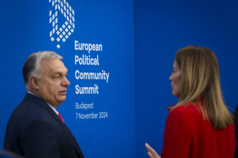 maďarský premiér Viktor Orbán s předsedkyní Evropského parlamentu Robertou Metsolovou