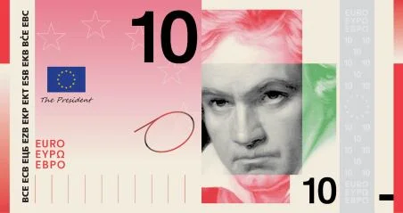 Návrh nové podoby eurové bankovky. Typ A. Zdroj: ECB
