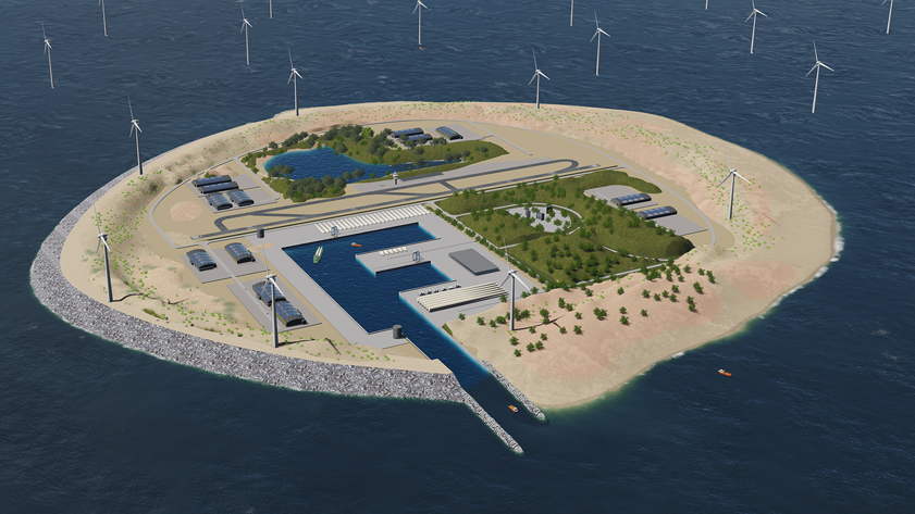 Plánovaný větrný ostrov v Severním moři, tennet.eu